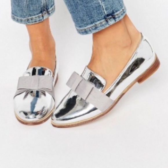 silver loafers metallic